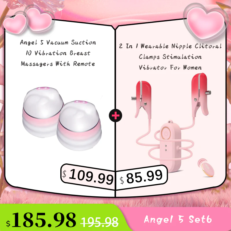 Angel 5 Vacuum Suction 10 Vibration Breast Massagers With Remote (A Pair) - Image 21