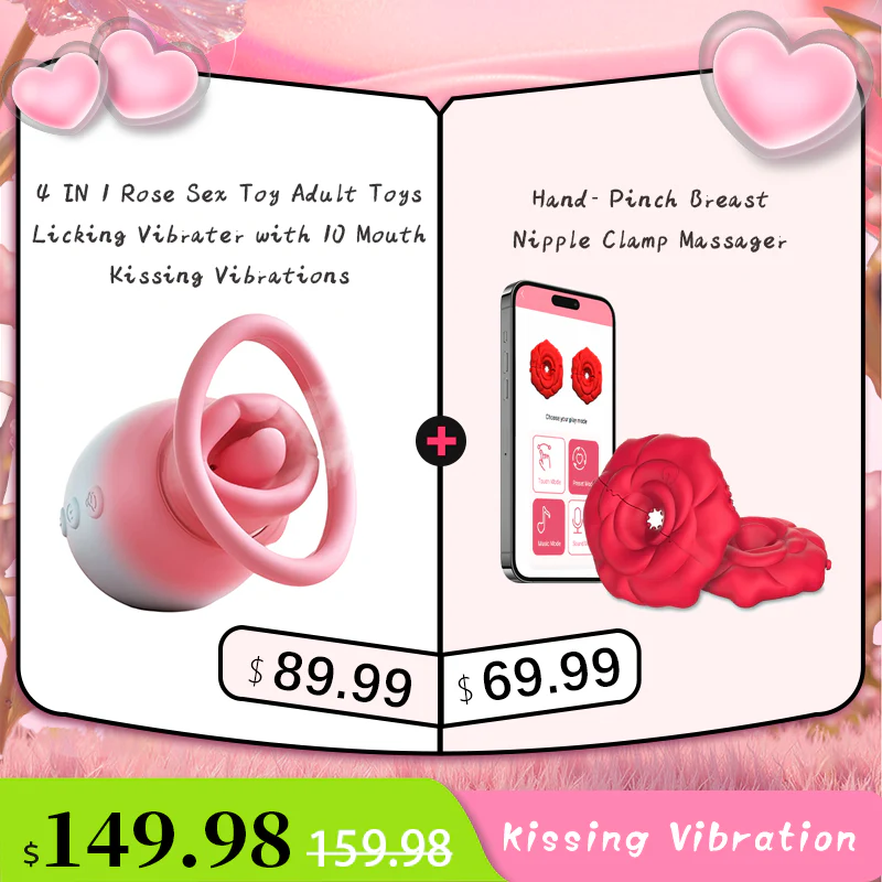 4 IN 1 Rose Sex Toy Adult Toys Licking Vibrater with 10 Mouth Kissing Vibrations - Image 11