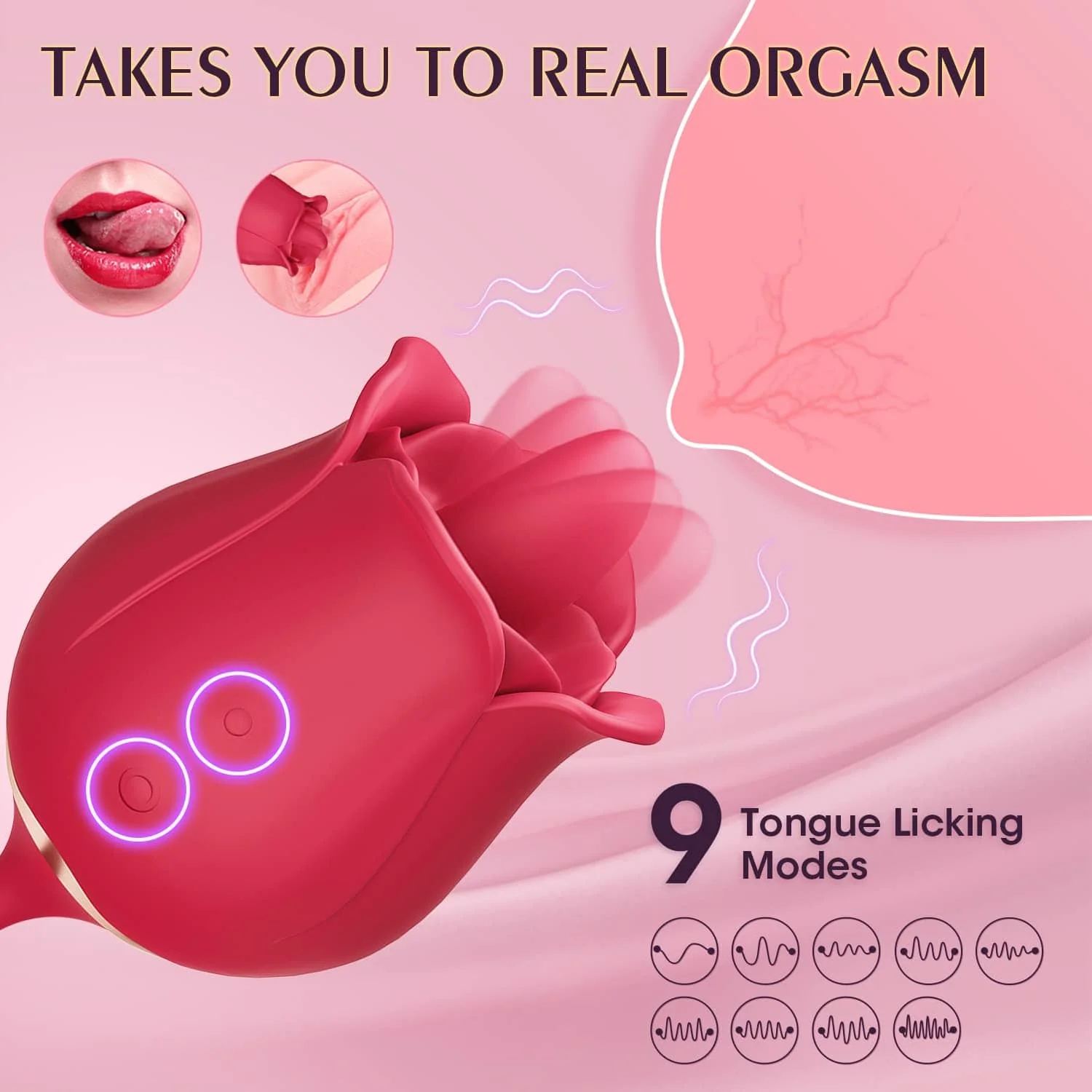 Rose Toy Vibrator Female Telescopic Egg Jumping Tongue Licker Sex Toys - Image 4