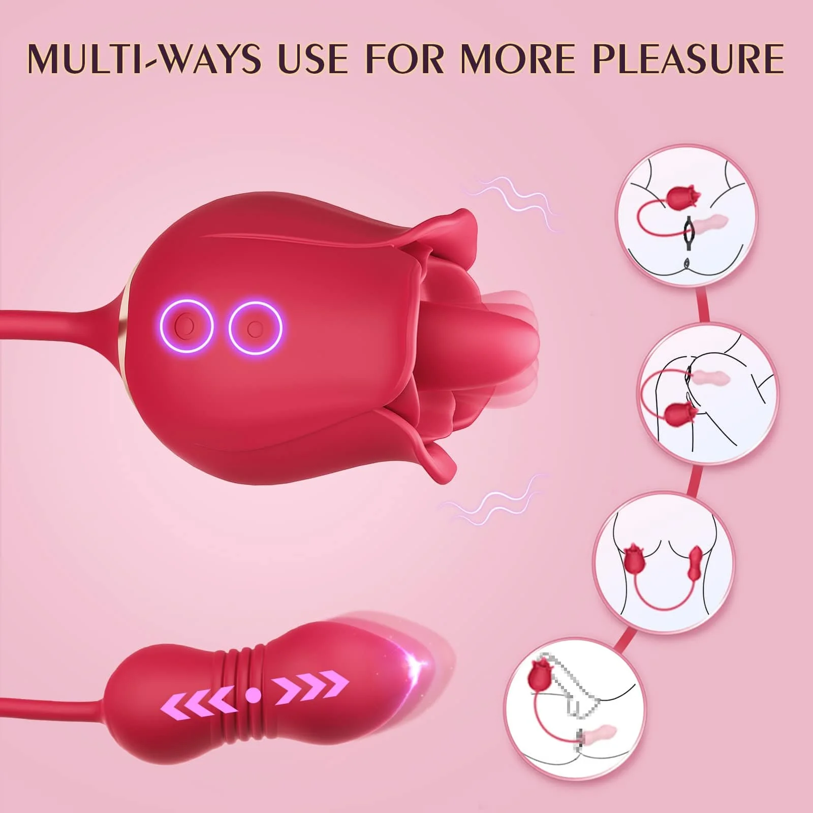 Rose Toy Vibrator Female Telescopic Egg Jumping Tongue Licker Sex Toys - Image 6
